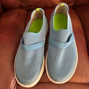 OOFOS Blue Mesh Slip-On Flats
